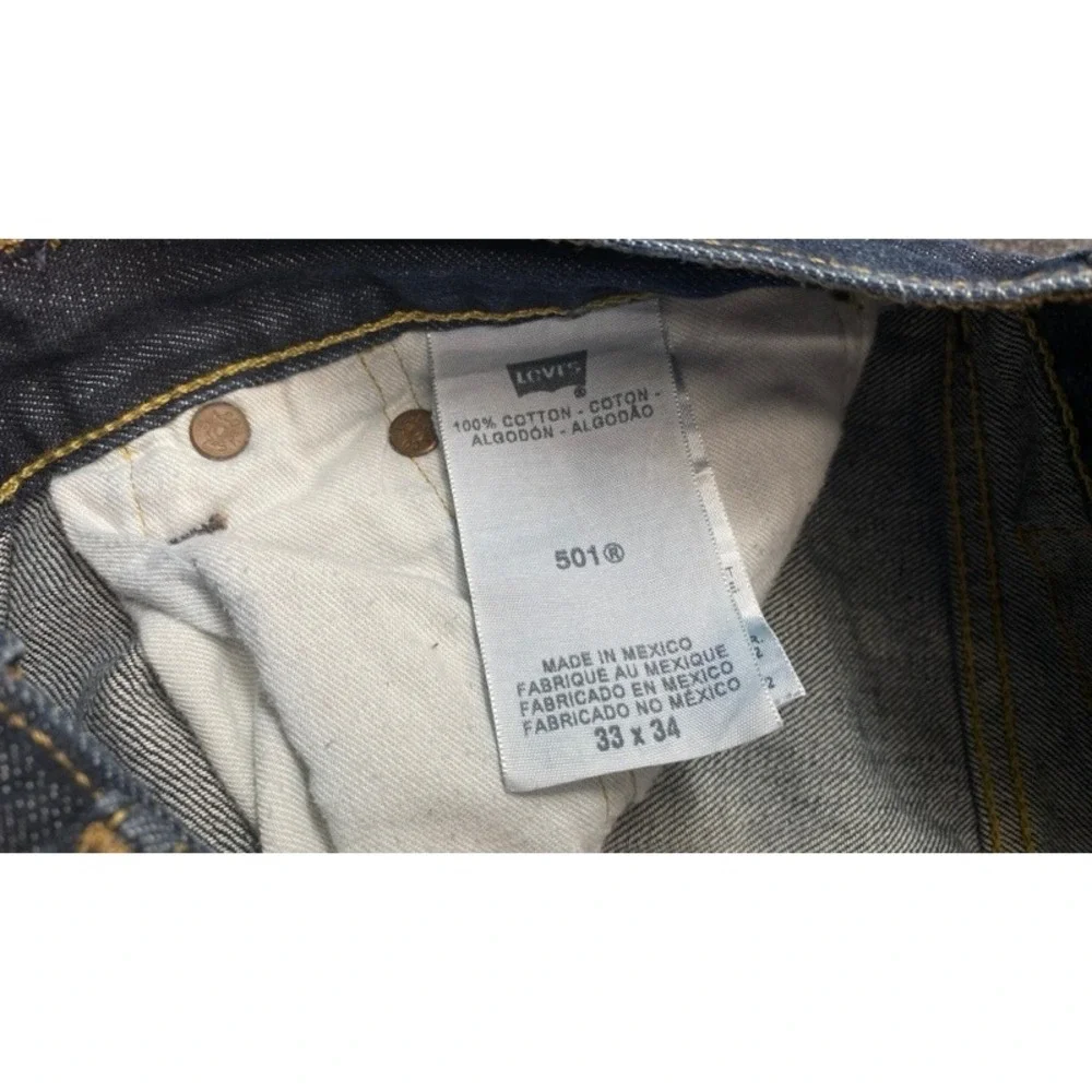 Levis 501 Original Fit Jeans Mens 33x34 Blue Dark Wash Button Fly Denim